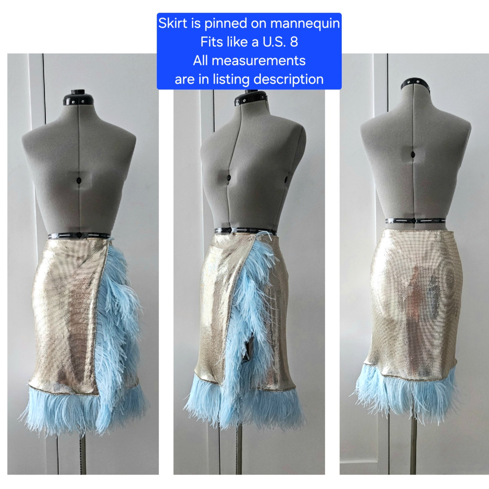 CHRISTOPHER KANE runway feather-paneled chainmail skirt nwt $3,227 it-46 / us-8 - Picture 3 of 14